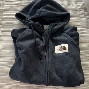 The North Face Charcoal Zip-Up Hoodie with Logo Patch